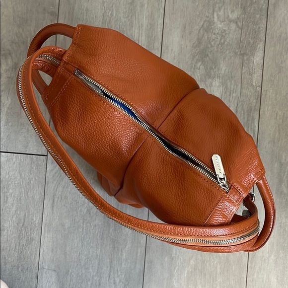 HOSTPICK 🧡 Valentina NWOT Cognac Italian Leather Backpack Crossbody Bag - Picture 8 of 15